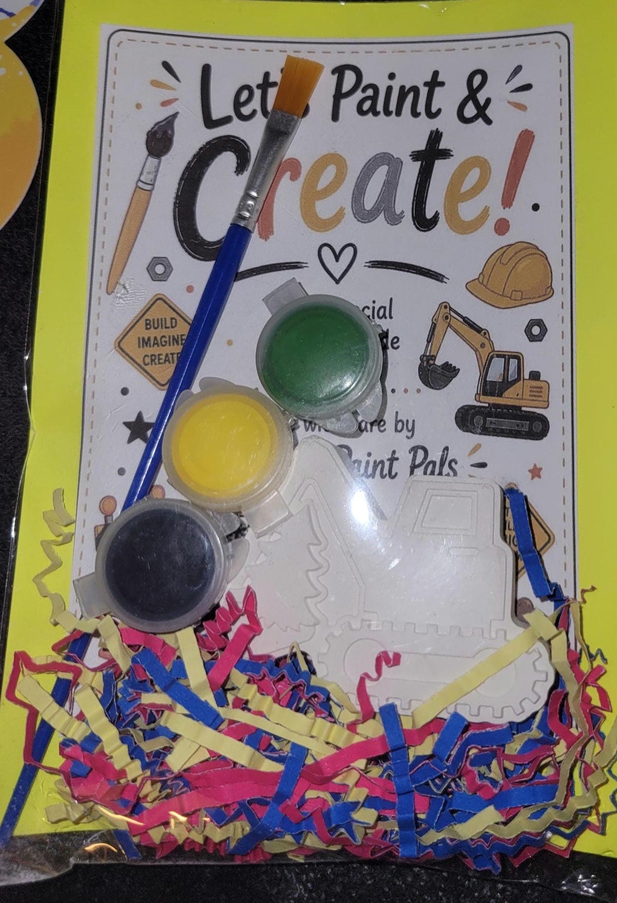 Construction Vehicle Paint Kit: Dump Truck, Crane, Excavator, Bulldozer Activity