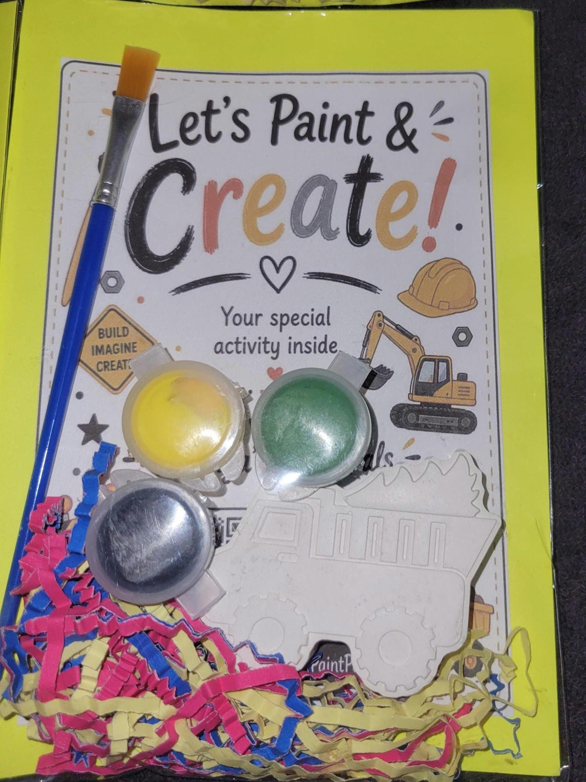 Construction Vehicle Paint Kit: Dump Truck, Crane, Excavator, Bulldozer Activity